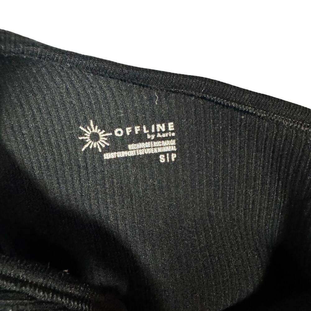 OFFLINE Aerie One Shoulder Sports Bra Black Ribbed Stretch Athleisure Women's- S - Picture 5 of 5